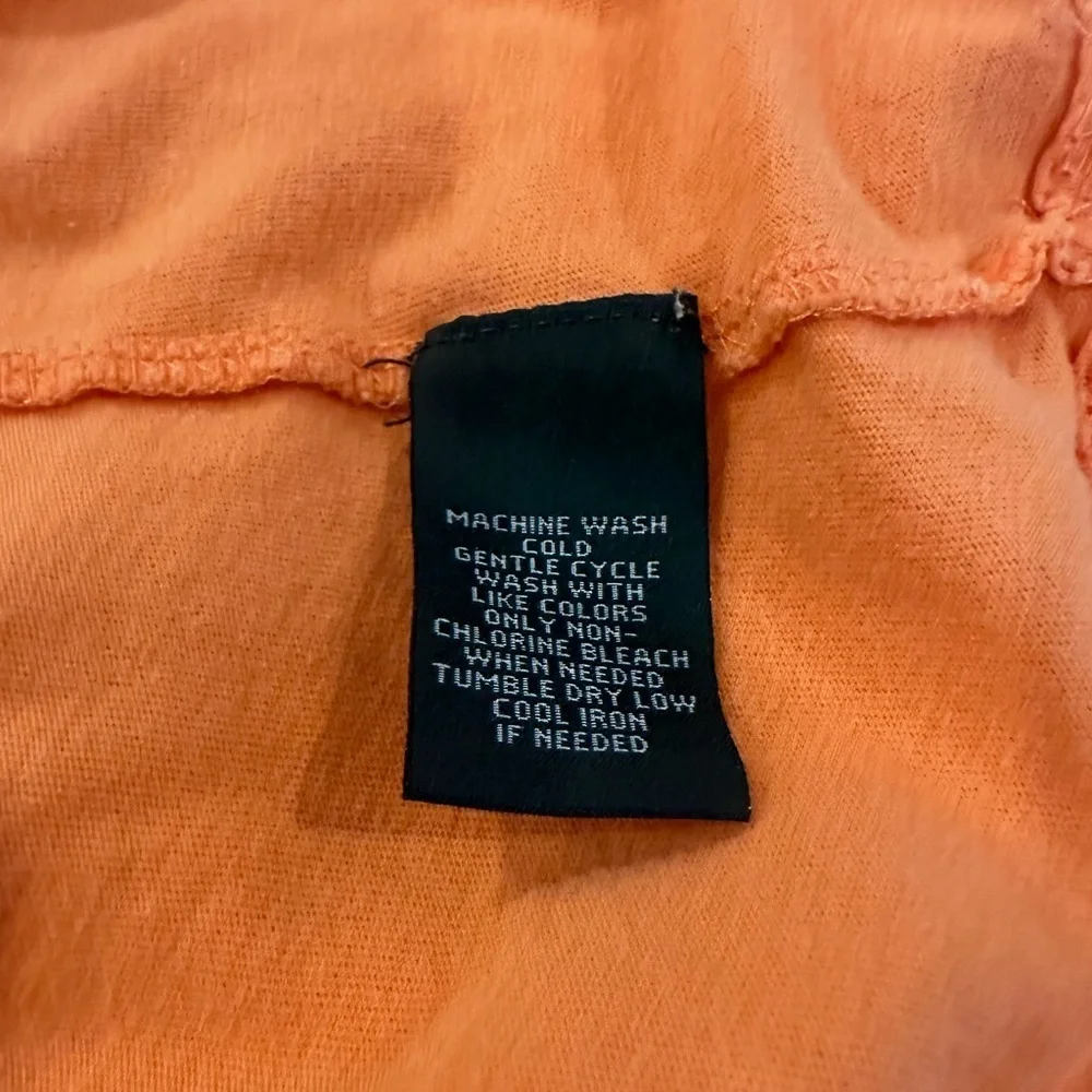 Ralph Lauren Jean Orange Women T-Shirt S  Zipper Shoulder Accent EUC - Picture 5 of 6